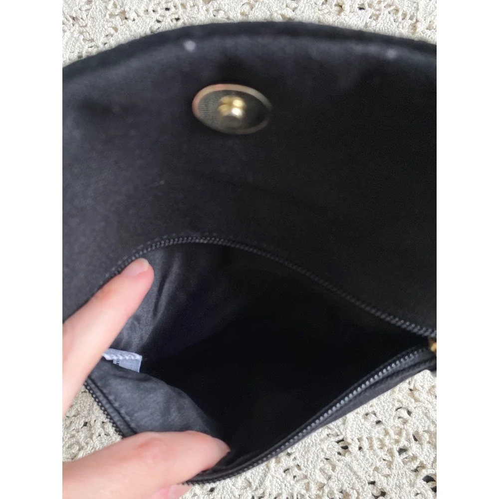 Free People Kingston Crossbody‎ Bag Black Suede Gold Studded Clutch Boho Glam
